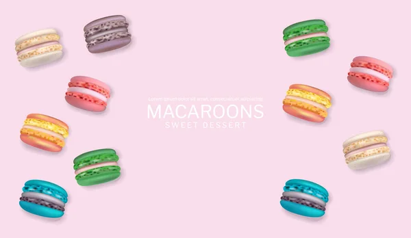 Affiche macarons colorés Vector réaliste. Illustrations détaillées 3d — Image vectorielle