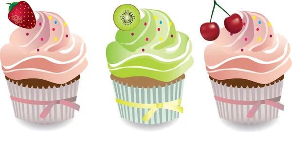 Cupcake met aardbeien — Stockvector