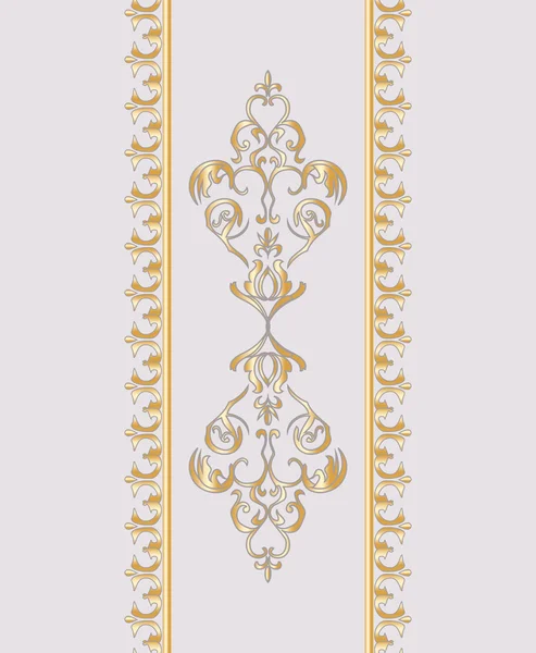 Einladungskarte mit goldenem klassischen Blumenschmuck — Stockvektor