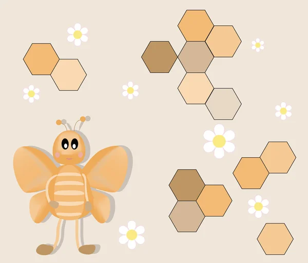 Ευτυχισμένος γελοιογραφία μέλισσα φόντο — Διανυσματικό Αρχείο