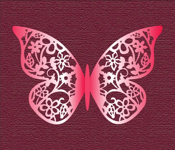 Encaje mariposa sobre textura fondo — Vector de stock