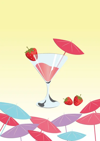 Strawberry cocktail bakgrund — Stock vektor