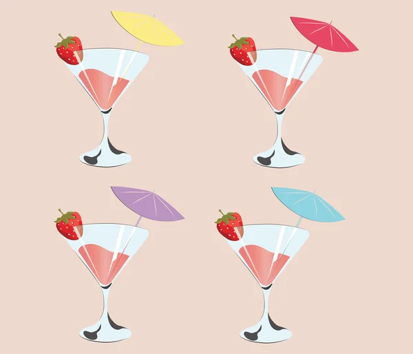 Cocktails aux fraises — Image vectorielle