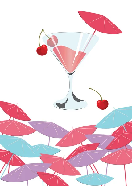 樱桃的鸡尾酒背景 — 图库矢量图片