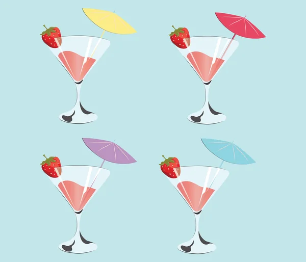 Cocktails aux fraises — Image vectorielle