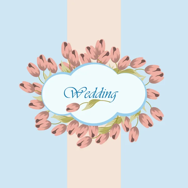 Tarjeta de invitación de boda con tulipanes rosados — Vector de stock