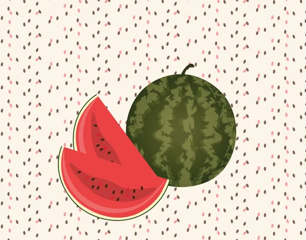 Watermeloen patroon met zaden — Stockvector