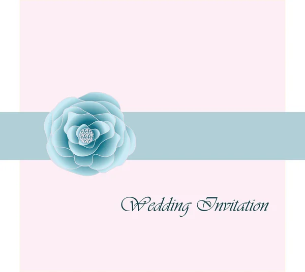 Invitación tarjeta de boda con rosa azul — Vector de stock