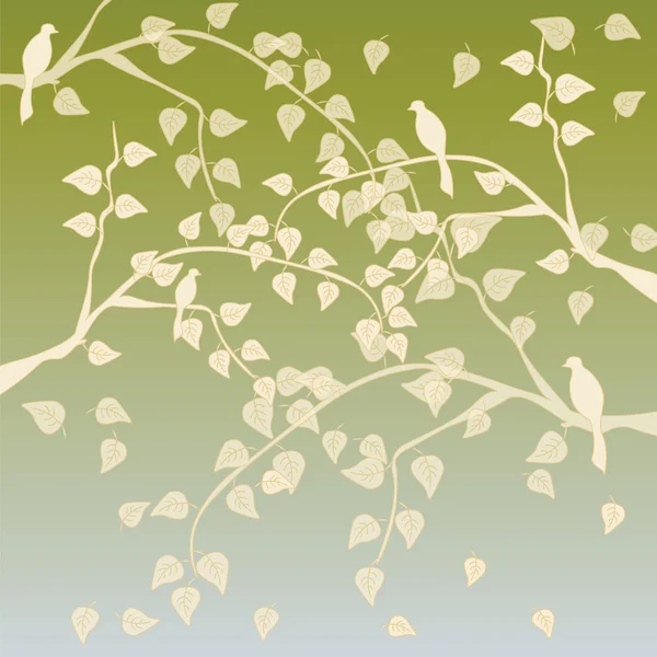 Árbol de otoño con hojas de fondo — Vector de stock