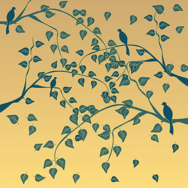 Arbre d'automne avec feuilles — Image vectorielle