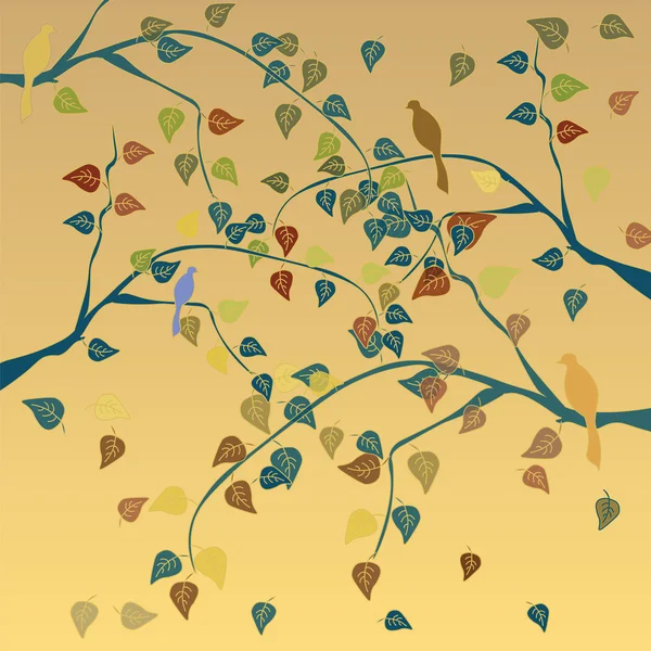 Höstens träd med blad bakgrund — Stock vektor