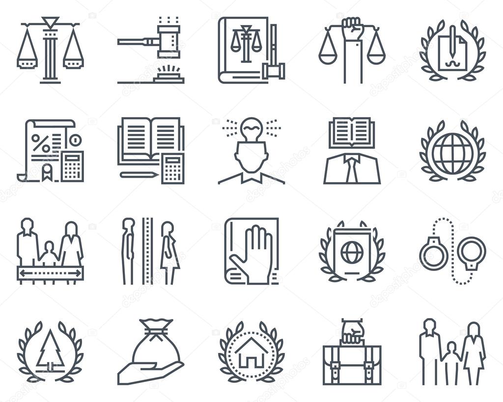 Law and justice icon set