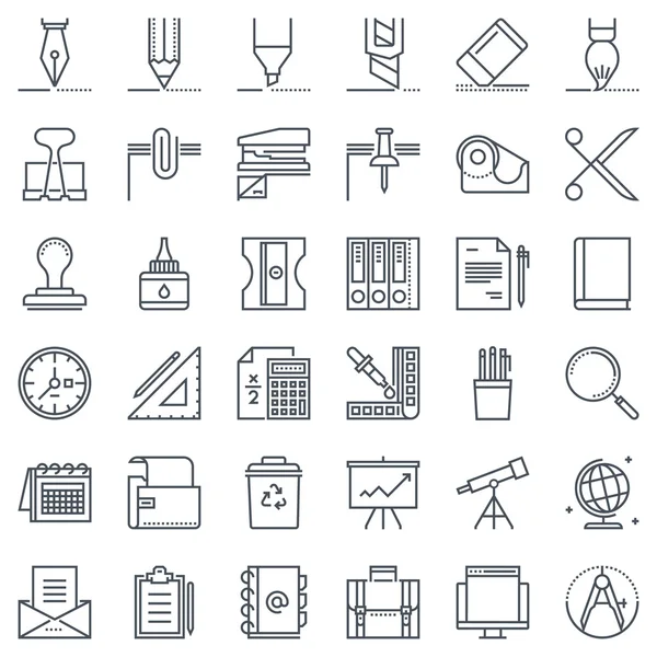 Trentasei set di icone di strumenti per ufficio — Vettoriale Stock