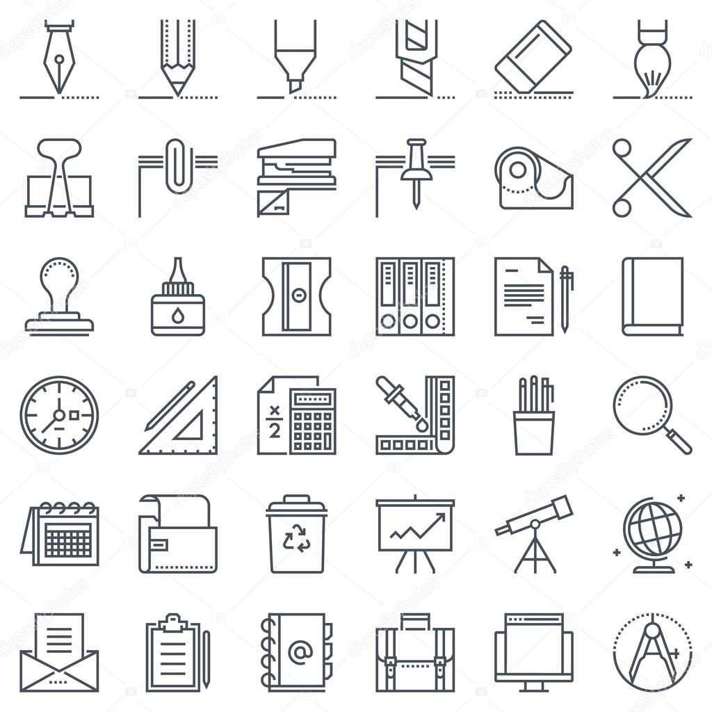 Thirty six office tools icon set