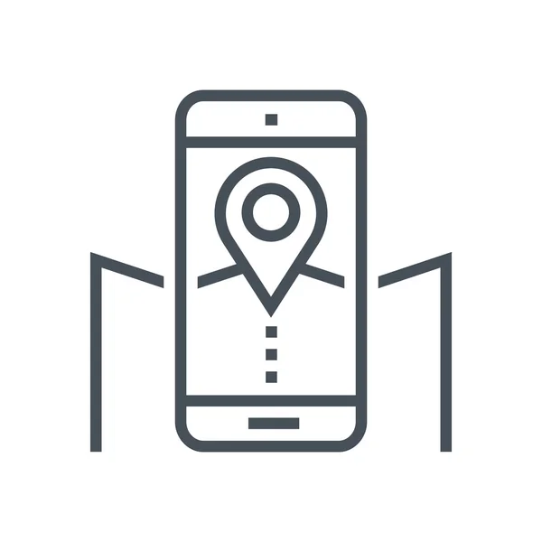 Teléfono celular, icono de ubicación — Vector de stock