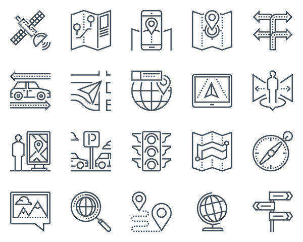 Навигационная система, набор значков карты
