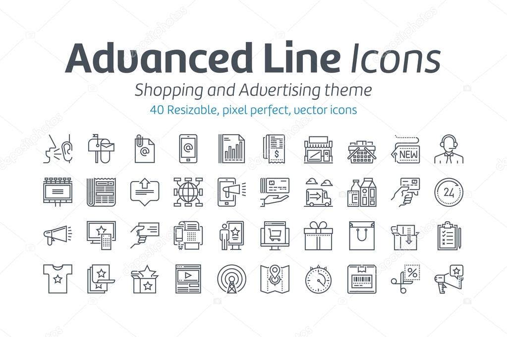 Shopping and advertising icon set