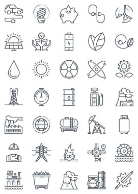 Green energy and industry icon set clipart