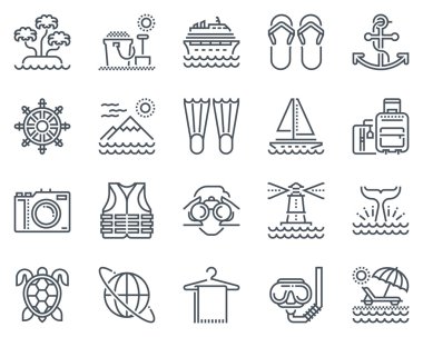 Tatil, plaj Icon set
