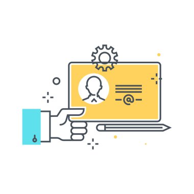 Color line, business card concept illustration, icon