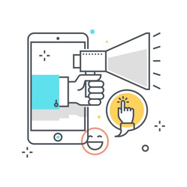 Renk çizgisi, mobil pazarlama konsepti illüstrasyon, simge