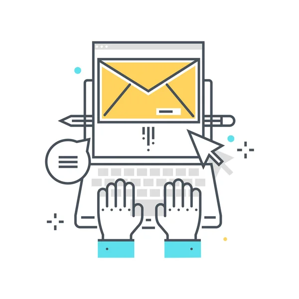 Línea de color, ilustración de concepto de correo electrónico, icono — Vector de stock