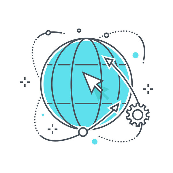 Цветная линия, иллюстрация концепции каналов распространения, значок
