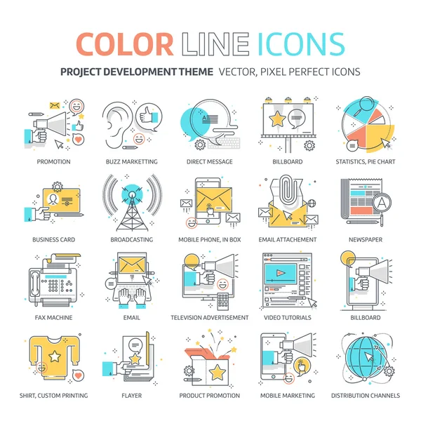 Renk çizgisi, pazarlama konsepti çizimleri, simgeler