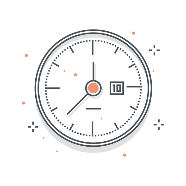 Línea de color, ilustración del reloj — Vector de stock