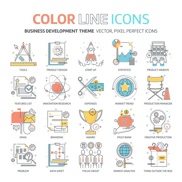 Color line, business development illustrations — Stock Vector