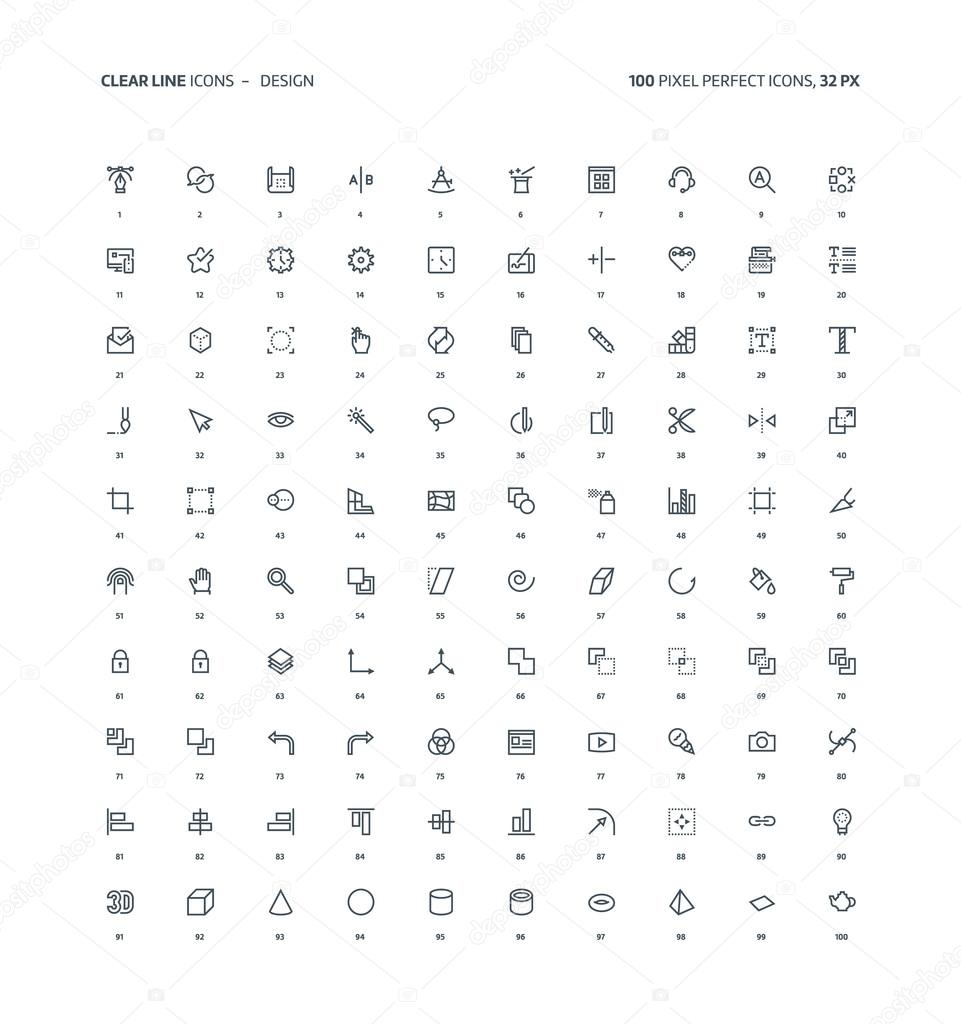 Design, clear line icons