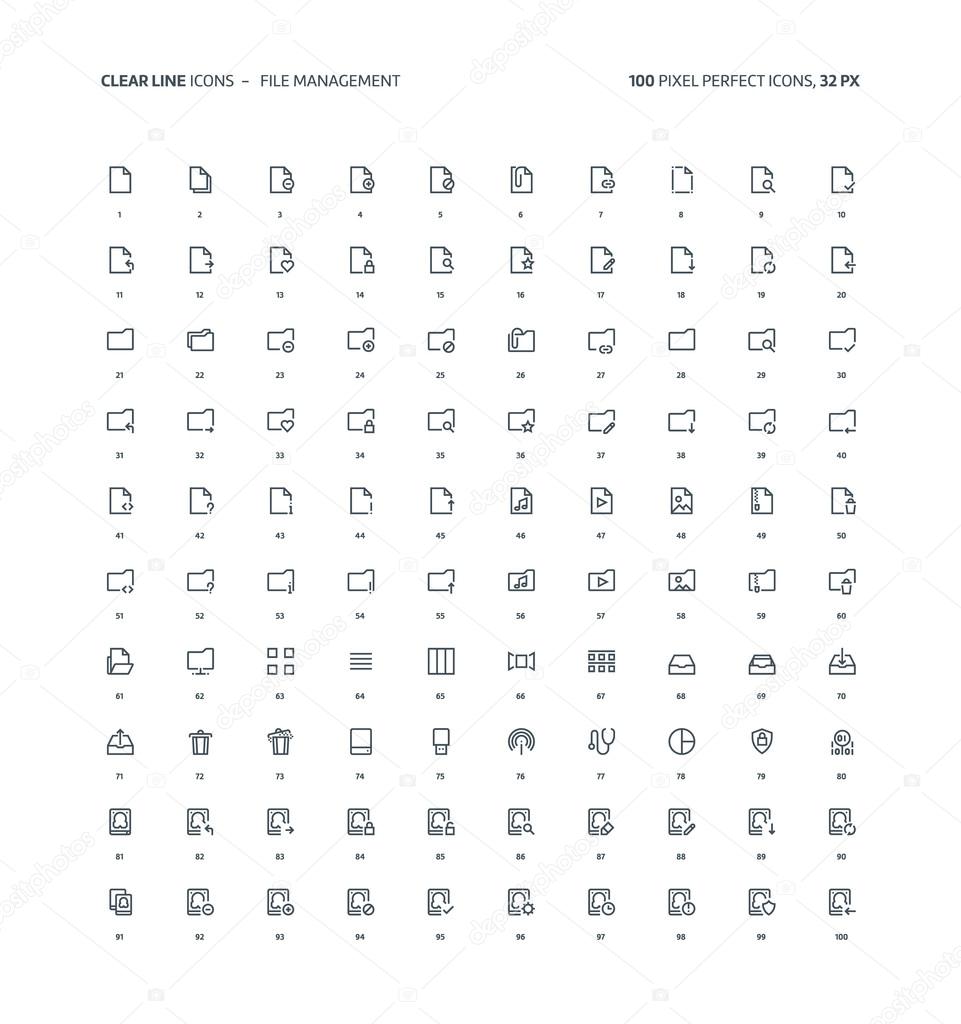 File management  clear line icons