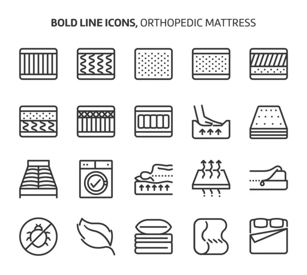 骨科床垫 粗体线图标 插图是一个矢量 可编辑的行程 48X48像素完美的文件 精雕细琢 精益求精 — 图库矢量图片