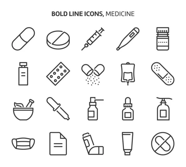 Medicine Bold Line Icons Illustrations Vector Editable Stroke 48X48 Pixel — Stock Vector