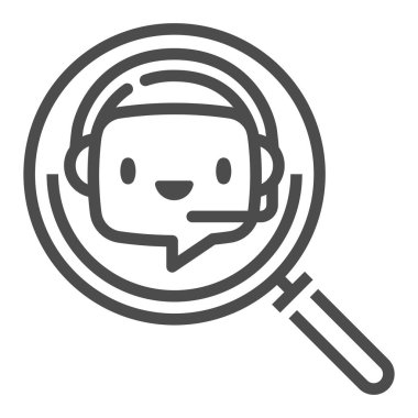 Arama sohbet robotu, kare satır vektör simgesi.