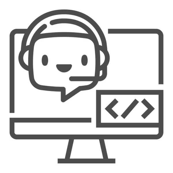 Chat Bot Software Vierkante Lijn Vector Pictogram — Stockvector