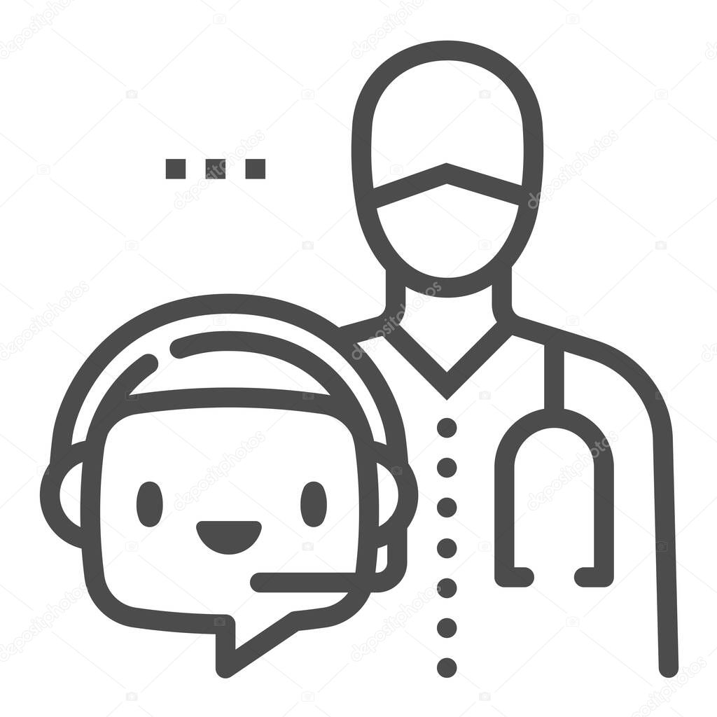 Chat bot, hospital square line vector icon.