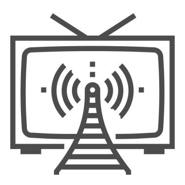 TV yayın endüstrisi, kare çizgi vektör simgesi.