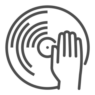 Disk jokeyi simgesi, kare çizgi vektör simgesi.