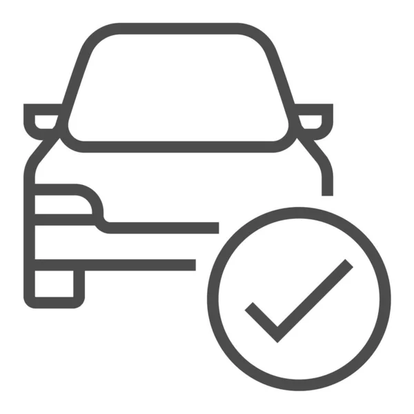 Marca Verificación Del Coche Icono Vector Línea Cuadrada — Archivo Imágenes Vectoriales