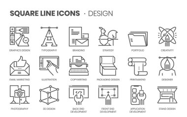 Design elements, square line icon set. vector