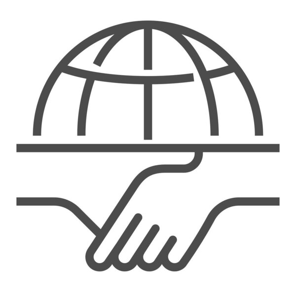 Hand shake, square line vector icon.