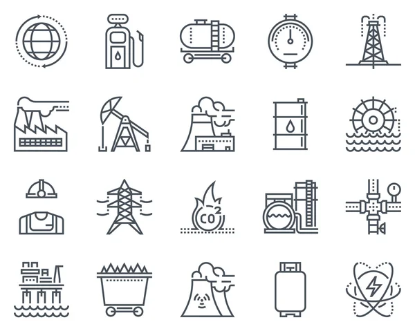 Conjunto de iconos de industria energética — Archivo Imágenes Vectoriales