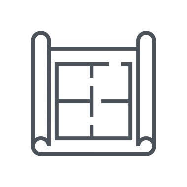 House plan, wireframe icon