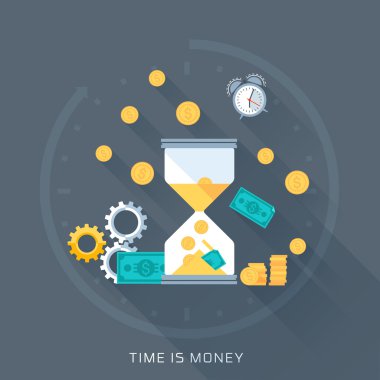 Vakit nakittir, düz stil, renkli, vektör Icon set