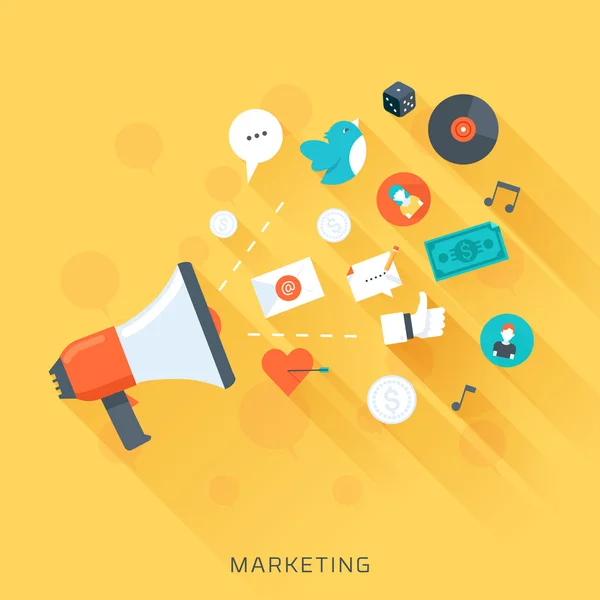 Marketing-Thema, minimale stilvolle, flache Stil, bunt, Vektor d — Stockvektor