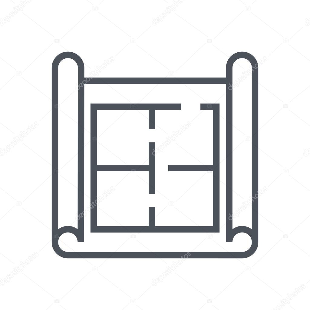 House plan, wireframe icon