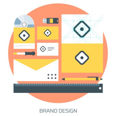 Tasarım tema düz stil, en az, marka şık renkli, vektör