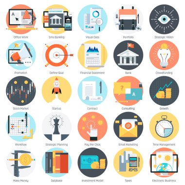 Vektör simge se iş ve Finans Tema, düz stil, renkli,