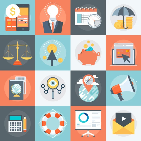 Advanced Business Estilo plano, colorido, conjunto de iconos vectoriales — Vector de stock